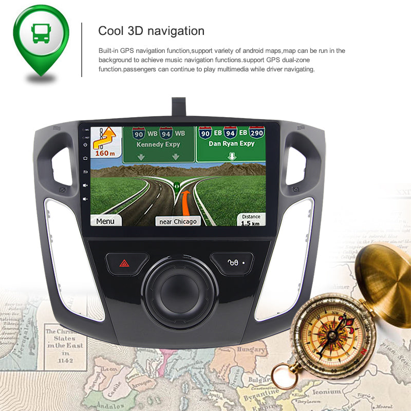 9 Zoll Android Autoradio für Ford Focus 2012-2015 mit Wireless CarPlay & Android Auto