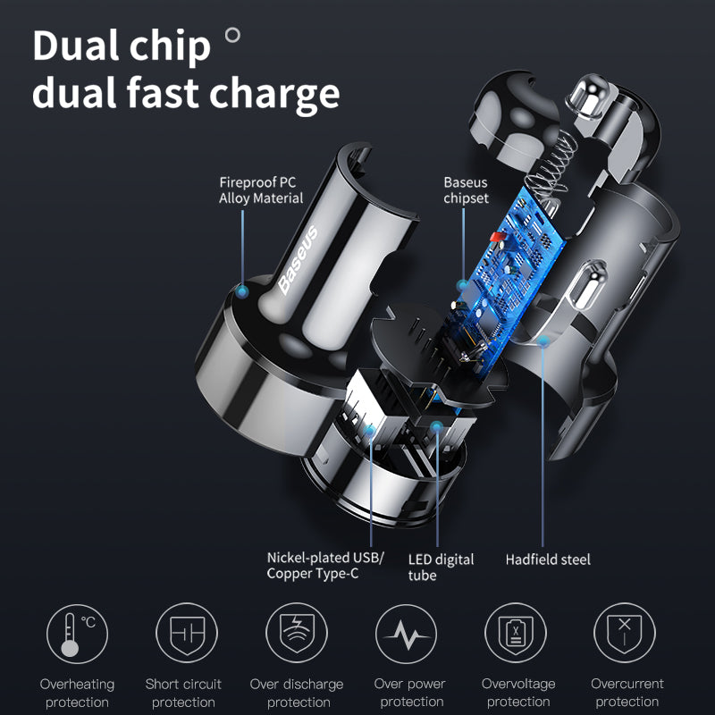 Baseus 45W Quick Charge 4,0 3,0 USB Auto Ladegerät Aufzurüsten SCP QC4.0 QC3.0 Schnelle PD USB C Auto Telefon Ladegerät