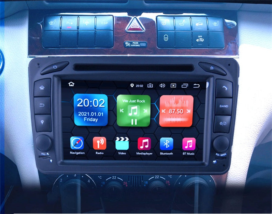 Android Autoradio für Mercedes Benz C-Klasse W203/C209/W209, S-Klasse W203 und CLK C209/W209 1998-2006 mit Wireless CarPlay, Android Auto & DAB+