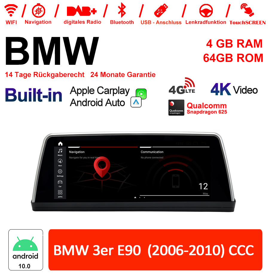 Android Autoradio für BMW 3er E90 2006-2010 mit Wireless CarPlay, Android Auto & DAB+