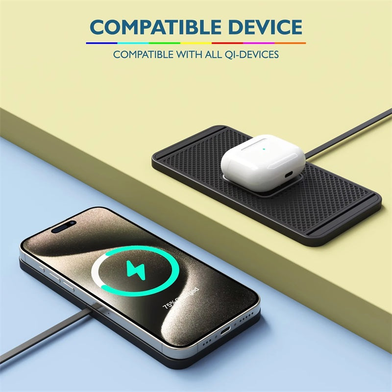 15W kabelloses Qi-Autoladegerät mit USB, kompatibel mit iPhone 16/15/14/13/12/11, Samsung und allen Qi-fähigen Geräten