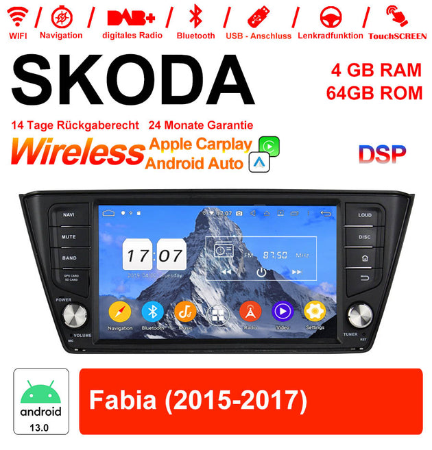 Android Autoradio für Skoda Fabia 2015-2017 mit Wireless CarPlay & Android Auto