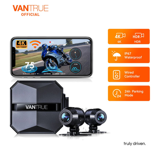 4K Motorrad-Dashcam mit GPS & IP67, 160° Weitwinkel, WLAN‑Fernbedienung