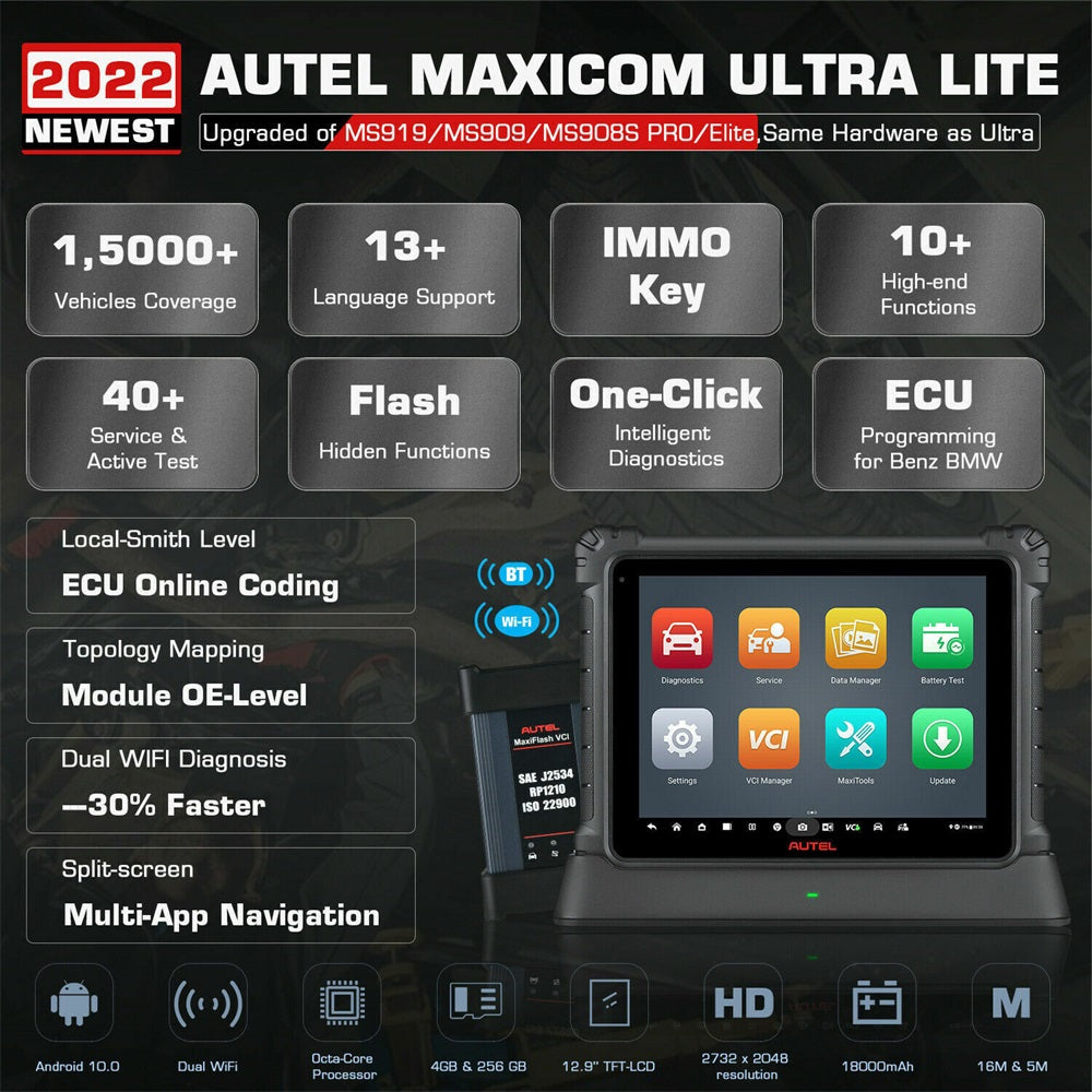 Autel Maxisys Ultra Lite OBD2 Diagnosegerät für Fahrzeugsysteme