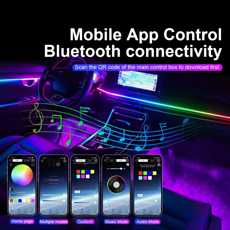 18 in 1 Led Auto Umgebungslichter 213 Farbe RGB Symphony Streamer Bluetooth Regenbogen Acryl Streifen Atmosphäre Lampe Kit 12V