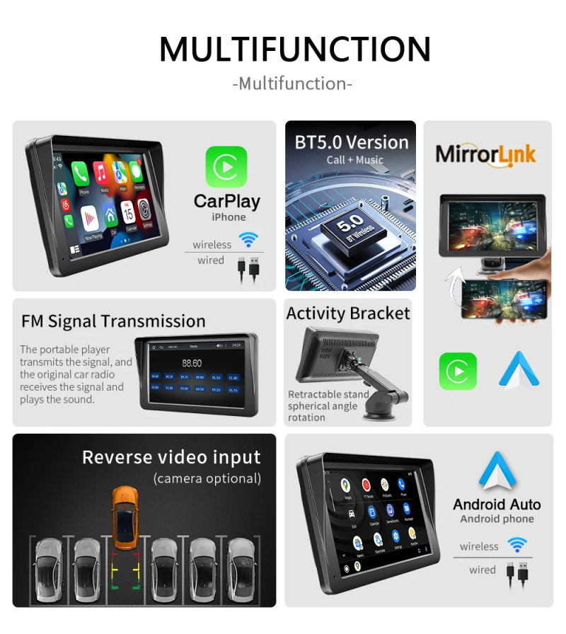 7-Zoll Android Autoradio für Universal mit Wireless CarPlay & Android Auto