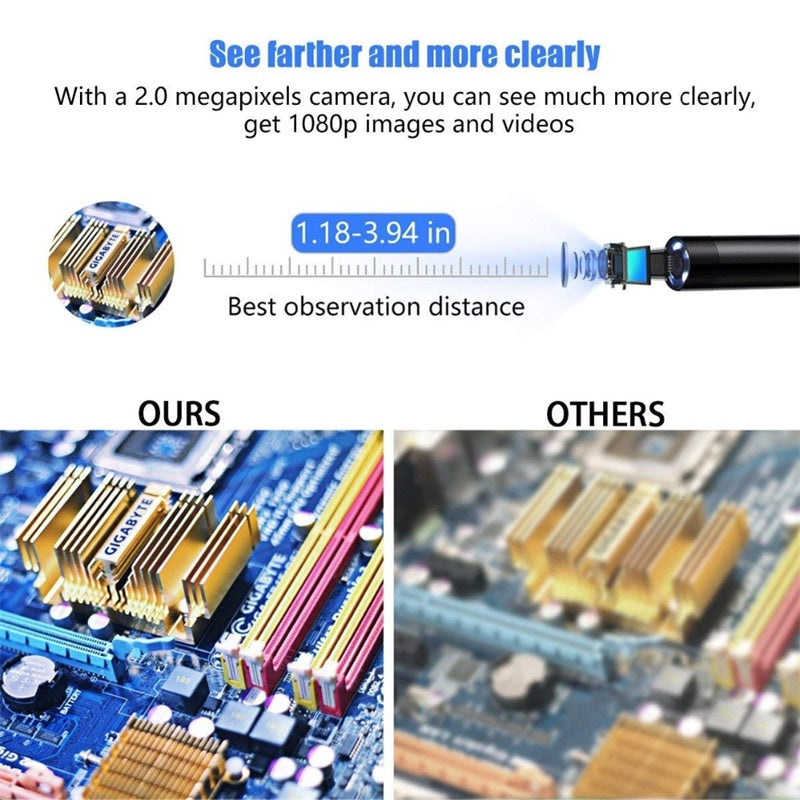 Neue 8.0mm Endoskop Kamera 1080P HD USB Endoskop mit 8 LED IP68 wasserdicht Inspektion Endoskop für Android PC