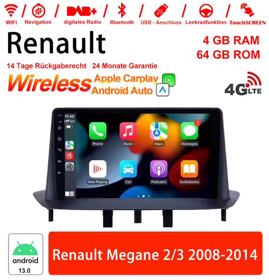 Android Autoradio für Renault Megane 2/3 2008-2014 mit Wireless CarPlay & Android Auto
