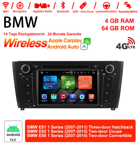 Android Autoradio für BMW 1er E81/E82/E88 2007-2014 mit Wireless CarPlay, Android Auto & DAB+