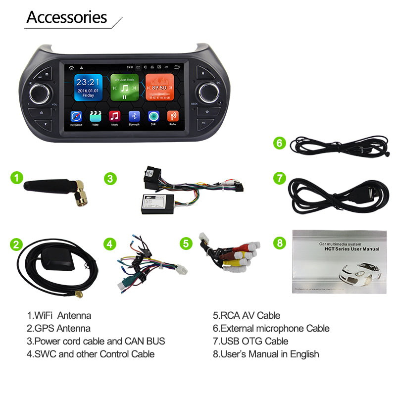 Android Autoradio für Fiat Fiorino, Citroen Nemo, Peugeot Bipper 2008-2016 mit Wireless CarPlay & Android Auto