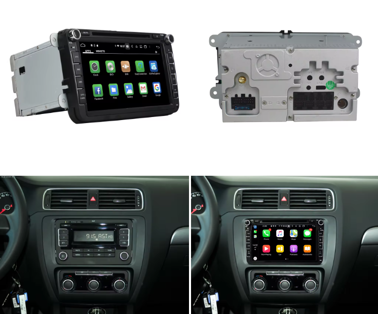Android Autoradio für VW Golf, Passat, Polo, Touran, Tiguan, Caddy, Jetta, CC, Magotan und Seat (2006-2012) mit Wireless CarPlay & Android Auto