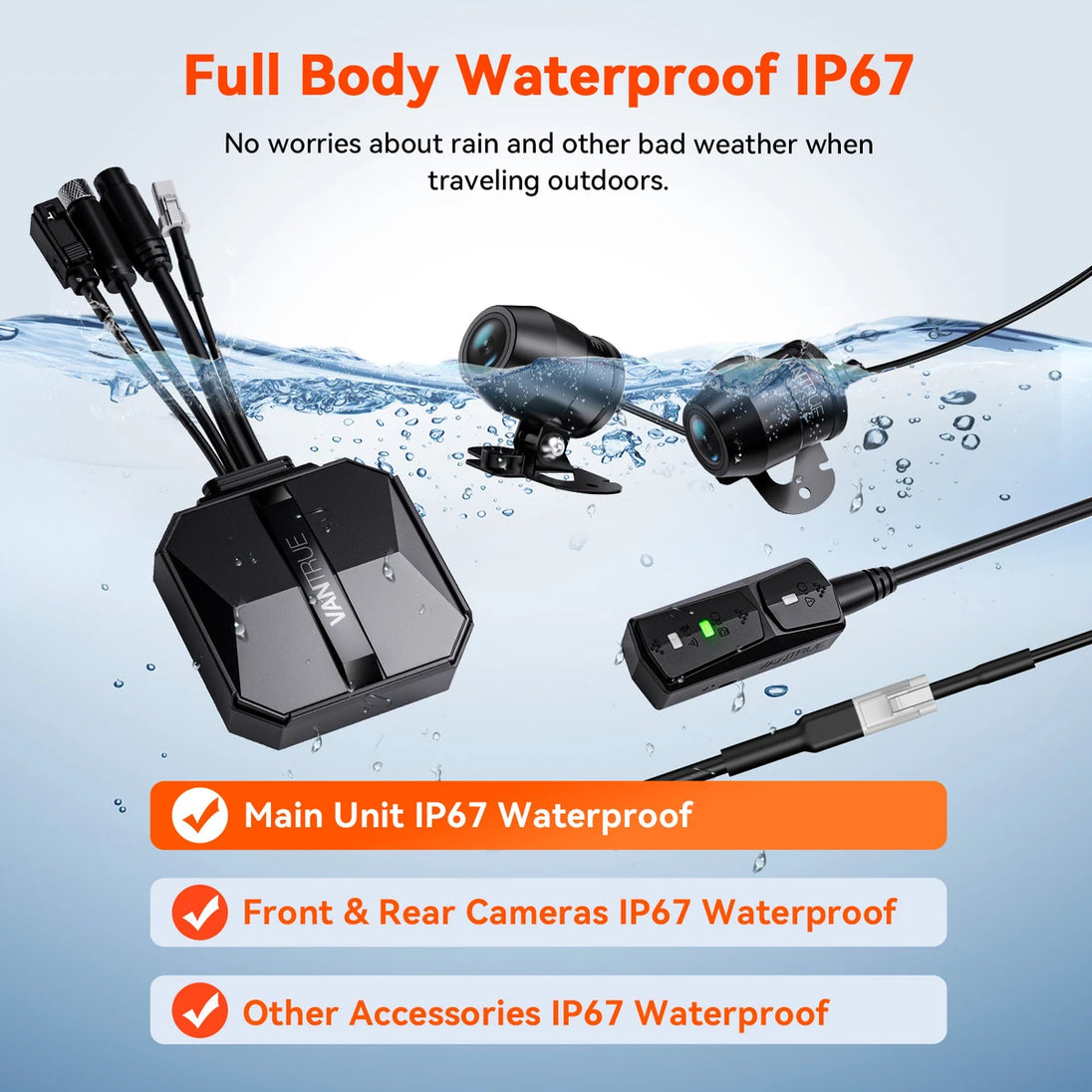 4K Motorrad-Dashcam mit GPS & IP67, 160° Weitwinkel, WLAN‑Fernbedienung