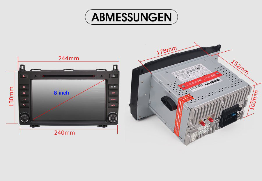 Android Autoradio für Mercedes Benz A-Klasse W169, B-Klasse W245 und Vito 2005-2012 mit Wireless CarPlay, Android Auto & DAB+