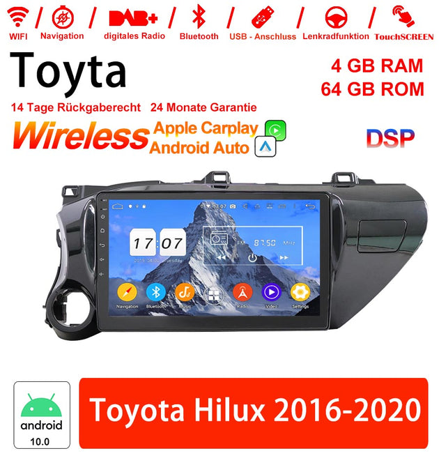 Android Autoradio für Toyota Hilux 2016-2020 mit Wireless CarPlay & Android Auto