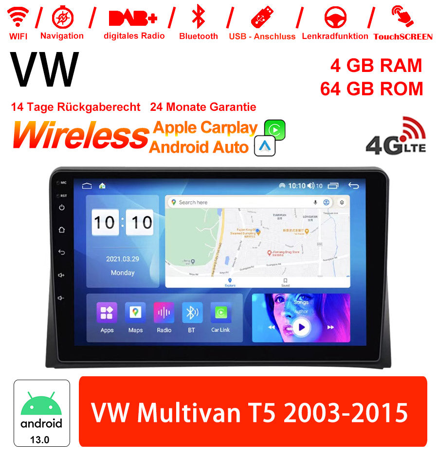 Android Autoradio für VW Multivan T5 2003-2015 mit Wireless CarPlay & Android Auto