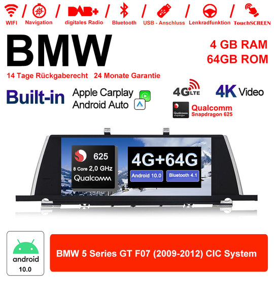 Android Autoradio für BMW 5er F07 2009-2012 mit Wireless CarPlay, Android Auto & DAB+