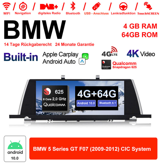 Android Autoradio für BMW 5er F07 2009-2012 mit Wireless CarPlay, Android Auto & DAB+
