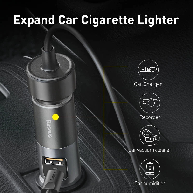 Baseus 120W Autoladegerät QC3,0 PD3,0 USB Telefon Auto Ladegerät Für iPhone 12 Pro Samsung Xiaomi Expansion port Handy Ladegerät