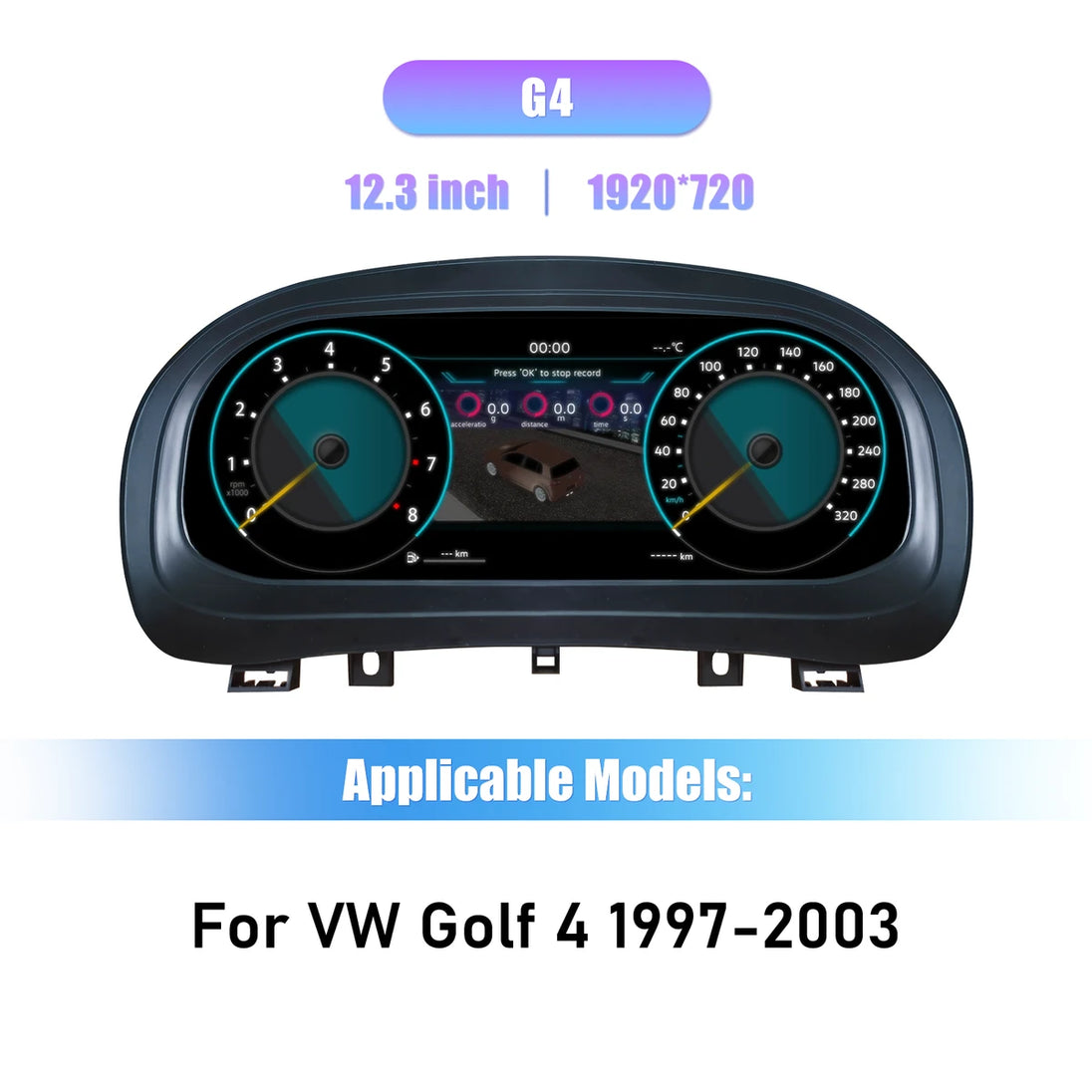 12.3'' LCD Digital Kombiinstrument für VW Golf 4 Jetta MK4 Bora 1997-2005 – Virtuelles Instrumentenpanel