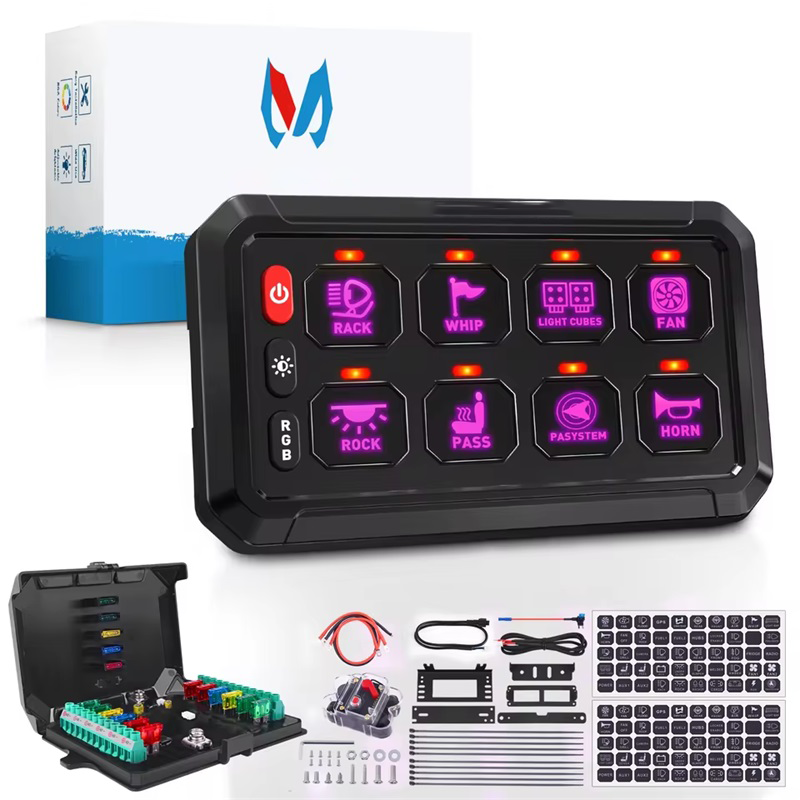 8/12 Gang RGB Schalttafel LED Arbeits licht leiste Schalter Box Controller für Universal autos LKW Boot utv 4x4 4wd