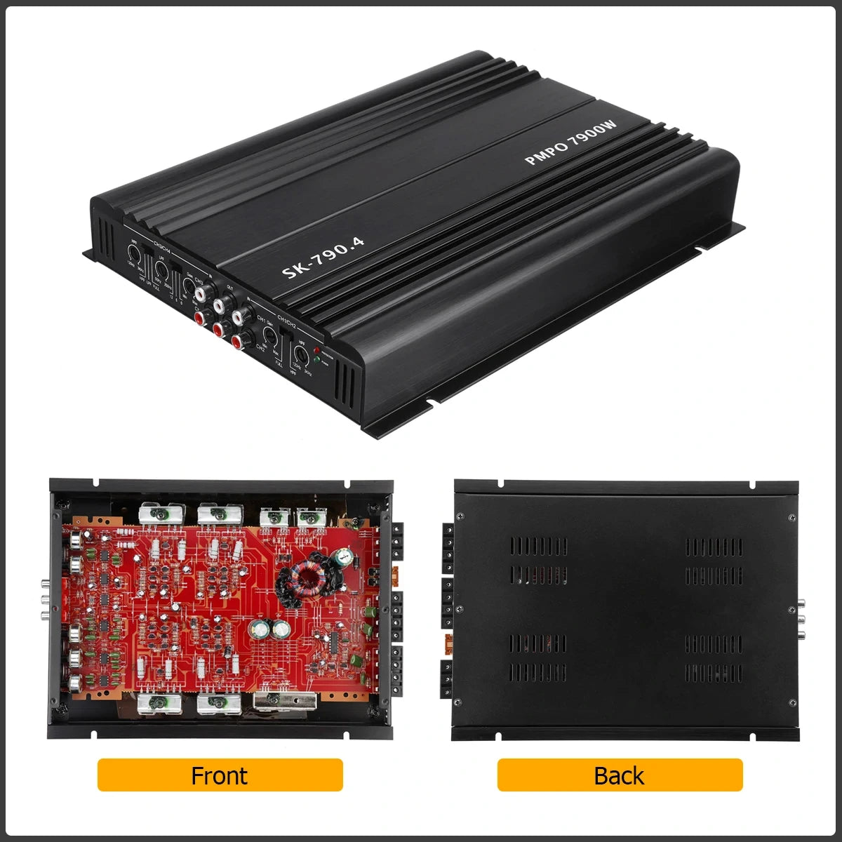 4-Kanal 12V Auto-Leistungsverstärker Klasse A/B Digital Stereo Surround Passiver Subwoofer Audio-Player für Autos Max 7900W