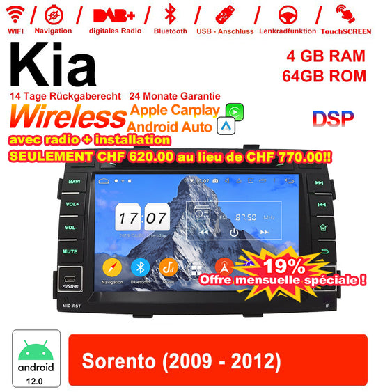 Android Autoradio für Kia Sorento 2009-2012 mit Wireless CarPlay & Android Auto