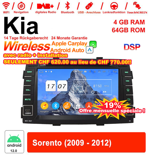 Android Autoradio für Kia Sorento 2009-2012 mit Wireless CarPlay & Android Auto