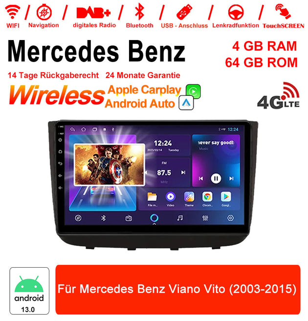 Android Autoradio für Mercedes Benz Vito und Viano 2003-2015 mit Wireless CarPlay, Android Auto & DAB+