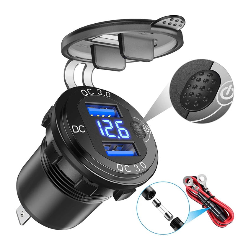 Quick Charge 36W Motorrad Dual USB Ladegerät