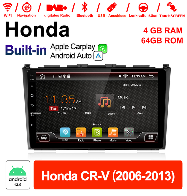 Android Autoradio für Honda CR-V (2006-2013) mit Wireless CarPlay & Android Auto