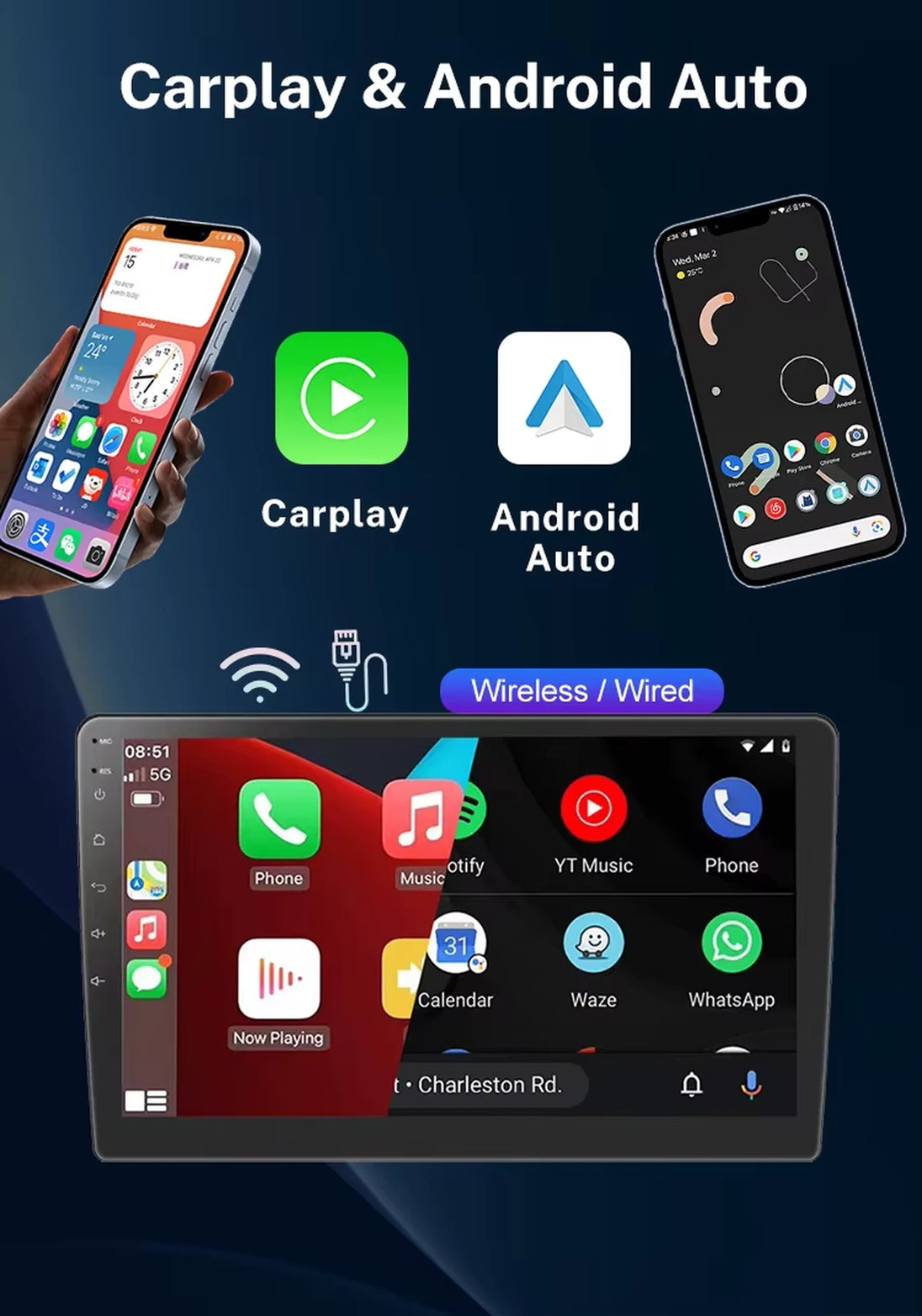 Android Autoradio für Toyota Hilux 2016-2019 mit Wireless CarPlay & Android Auto