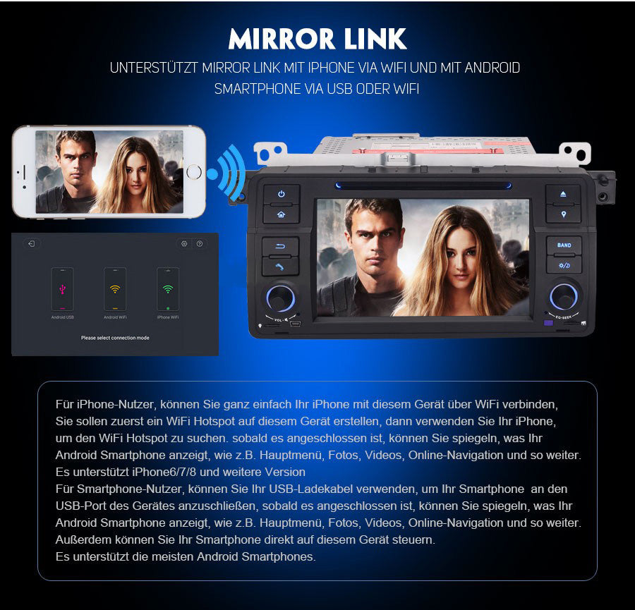 Android Autoradio für BMW 3er E46 und M3 E46 1998-2006 mit Wireless CarPlay, Android Auto & DAB+
