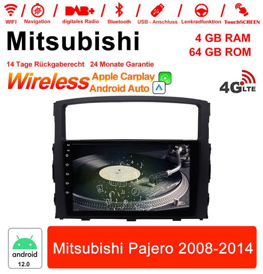 9 Zoll Android Autoradio für Mitsubishi Pajero 2008-2014 mit Wireless CarPlay & Android Auto