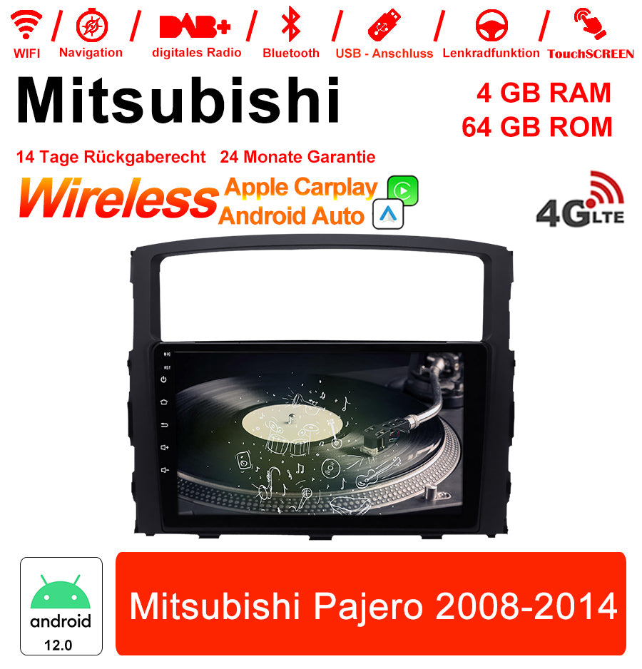 9 Zoll Android Autoradio für Mitsubishi Pajero 2008-2014 mit Wireless CarPlay & Android Auto