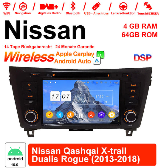 Android Autoradio für Nissan Qashqai, X-Trail, Dualis, Rogue 2013–2018 mit Wireless CarPlay & Android Auto