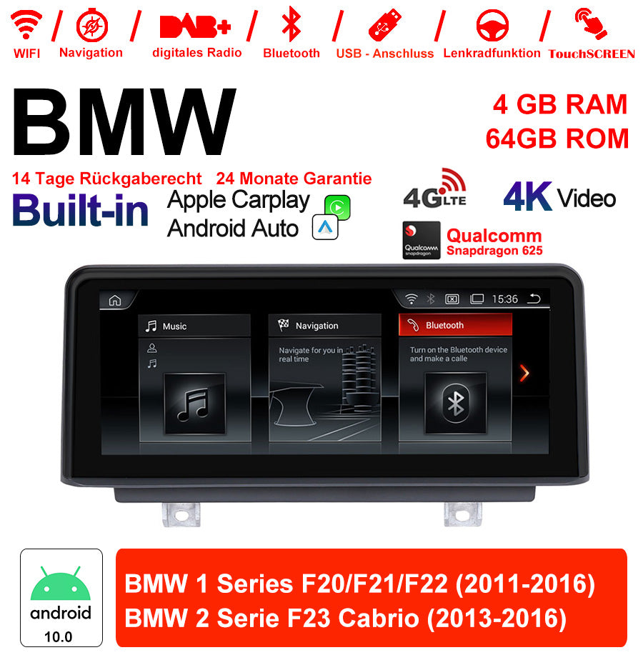 Android Autoradio für BMW 1er F20/F21/F22 und 2er F23 2011-2016 mit Wireless CarPlay, Android Auto & DAB+