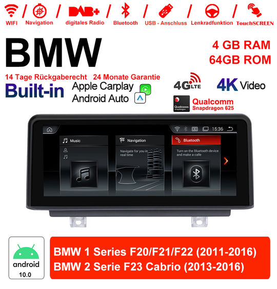 Android Autoradio für BMW 1er F20/F21/F22 und 2er F23 2011-2016 mit Wireless CarPlay, Android Auto & DAB+