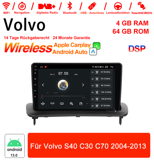 Android Autoradio für Volvo S40, C30, C70 2004-2013 mit Wireless CarPlay & Android Auto
