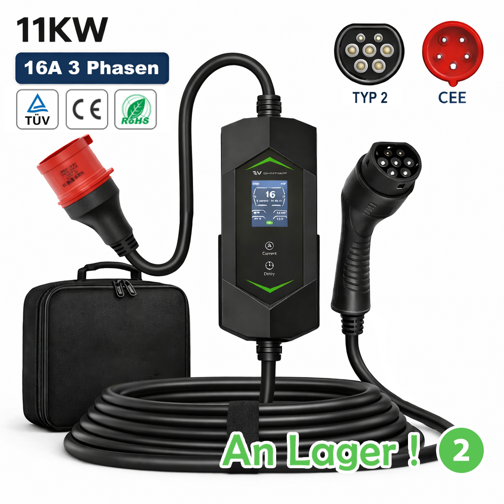 11KW 16A E-Auto Tragbare EV-Ladekabel Typ2 IEC 62196-2