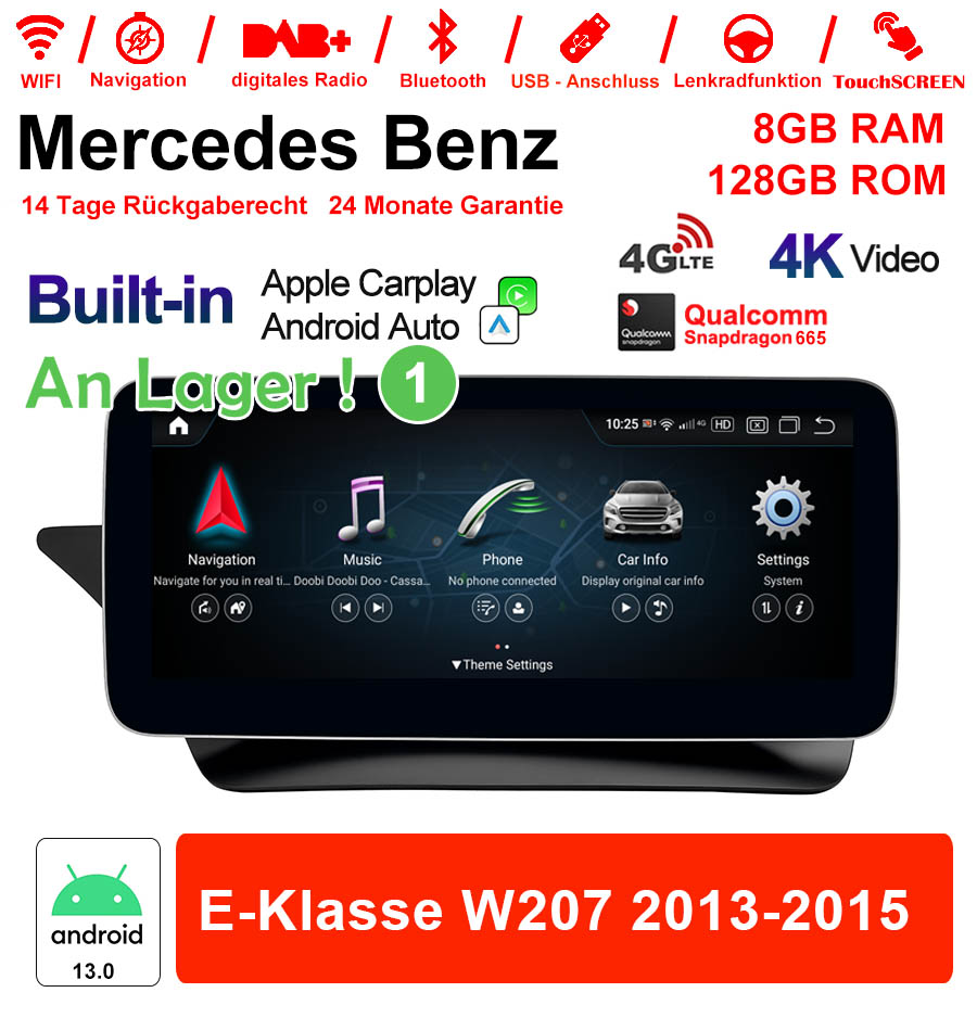 Android Autoradio für Mercedes Benz E-Klasse W207 2013-2015 mit Wireless CarPlay, Android Auto & DAB+