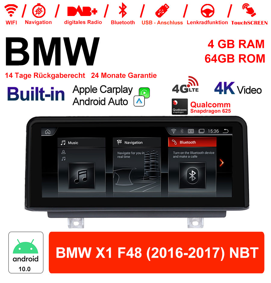 Android Autoradio für BMW X1 F48 2016-2017 mit Wireless CarPlay, Android Auto & DAB+