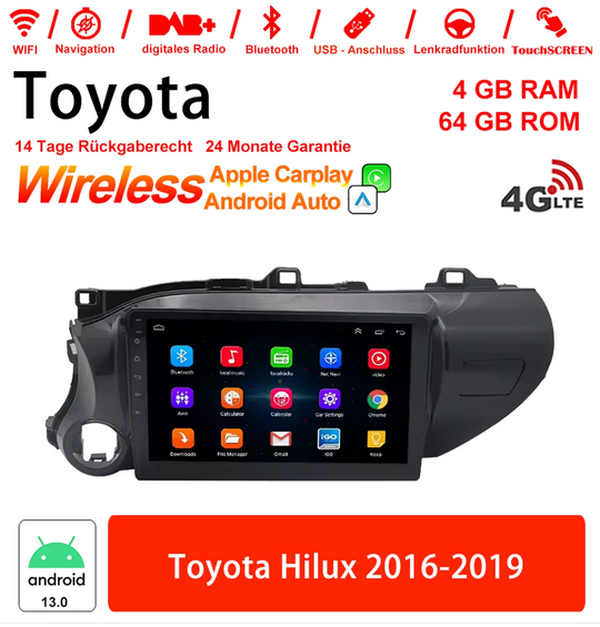 Android Autoradio für Toyota Hilux 2016-2019 mit Wireless CarPlay & Android Auto