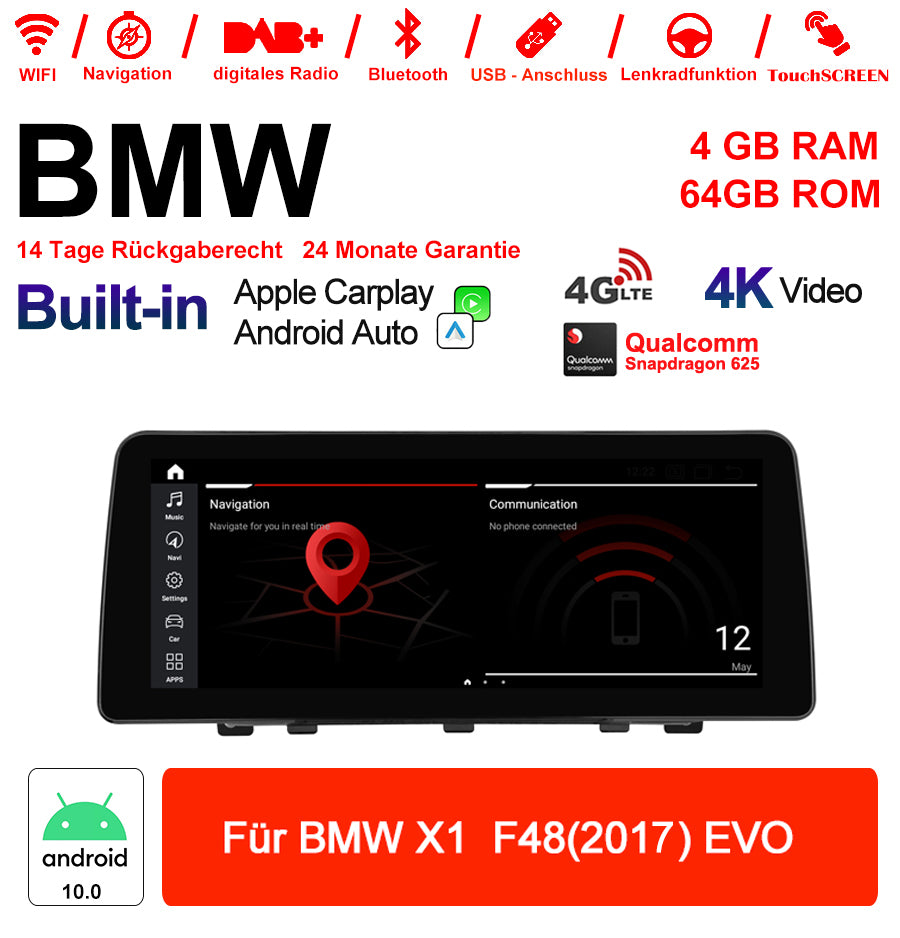 Android Autoradio für BMW X1 F48 2017 mit Wireless CarPlay, Android Auto & DAB+
