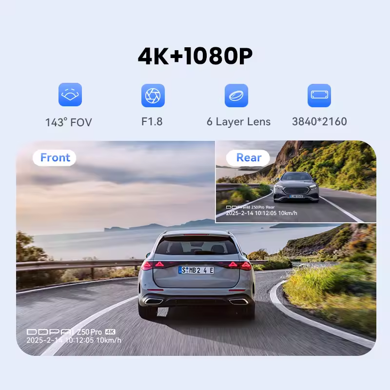 DDPAI Dash Cam Z50 Pro 4K UHD 3 "IPS Display Gebaut-in GPS ADAS Dual-kanal Auto DVR Wi-Fi 24H Parkplatz Monitor Dashcam
