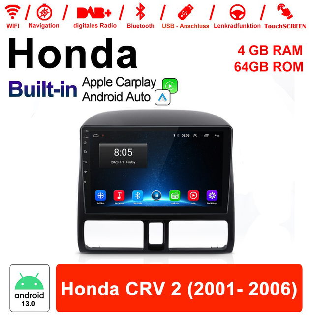 Android Autoradio für Honda CR-V (2001-2006) mit Wireless CarPlay & Android Auto