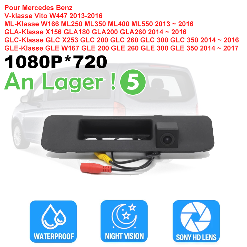140° AHD Nachtsicht-Rückfahrkamera für Mercedes-Benz GLA (X156), GLC (X253), GLE (W167), ML (W166), GL/GLS (X166) und V-Klasse/Vito (W447) (2013-2017)