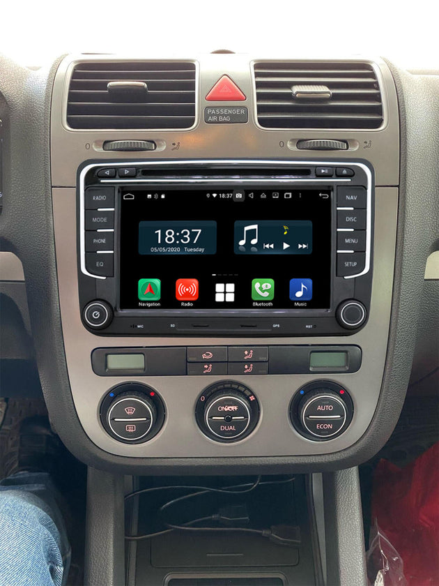 Android Autoradio für VW Golf, Passat, Touran, Tiguan, Polo, Sharan, Caddy, Multivan, Skoda Octavia, Fabia, Roomster, Yeti, SEAT Leon, Toledo, Altea (2003-2013) mit Wireless CarPlay & Android Auto