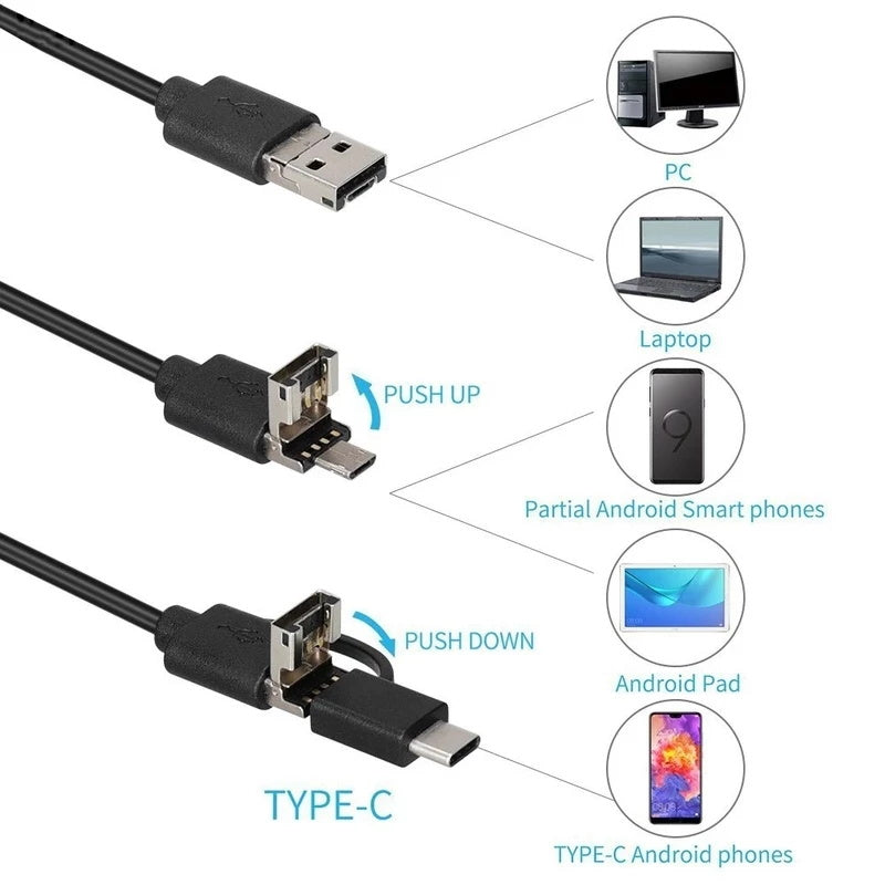 7.0mm Endoskop Kamera HD Flexible IP67 Wasserdichte Mini USB Endoskop 6LED Kabel Inspektion Endoskop für Android PC