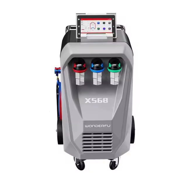 WONDERFU X568 Vollautomatisches Klimaservicegerät mit Rückgewinnung, Spülung, Datenbank und Drucker (für R134a)