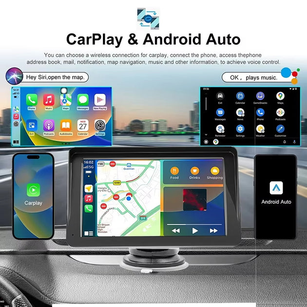 7-Zoll Android Autoradio für Universal mit Wireless CarPlay & Android Auto